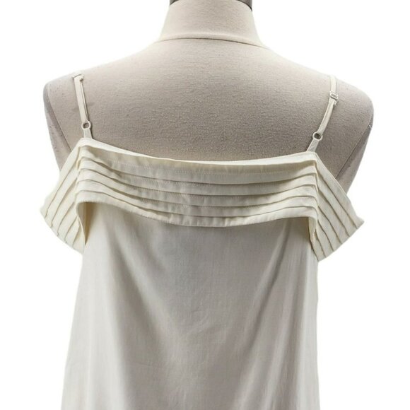 NWT Do+Be Sleeveless Off The Shoulder Pleated Ivory Blouse Top Womens Large - Picture 6 of 9